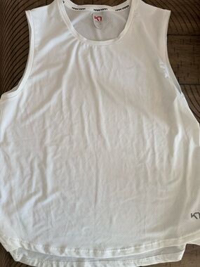 Kari Traa White Mesh Performance Tank with Red Logo